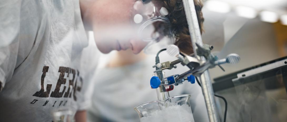 A student in a chemistry lab
